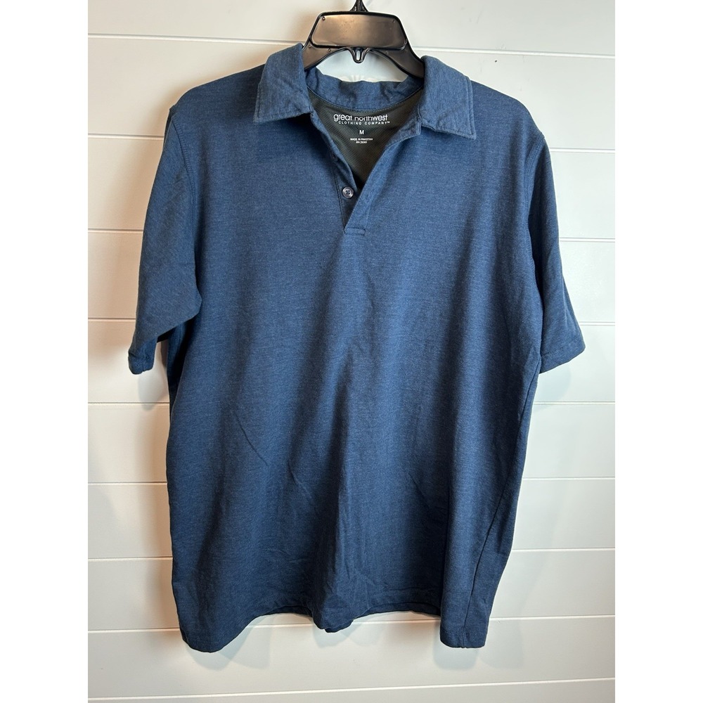 Great Northwest Clothing Company Mens Medium Polo Shirt Blue Casual Outdoor‎